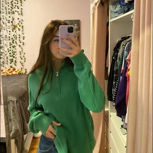 green knit sweater